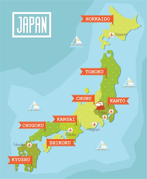 tourist map of japan with major cities